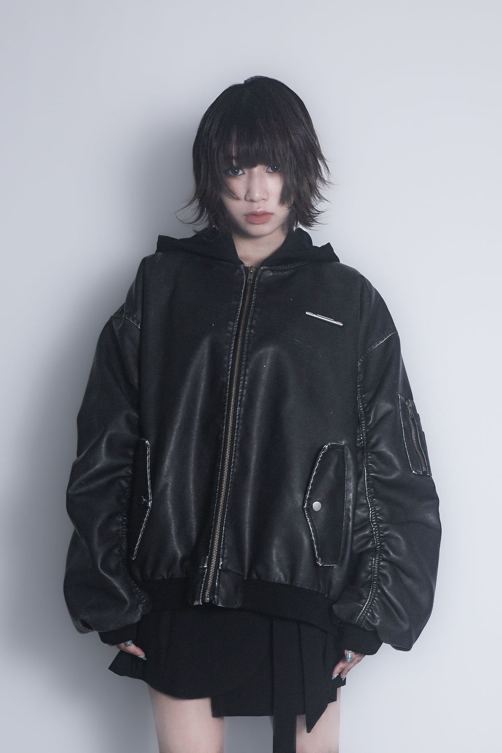 レザーフーディジャケット