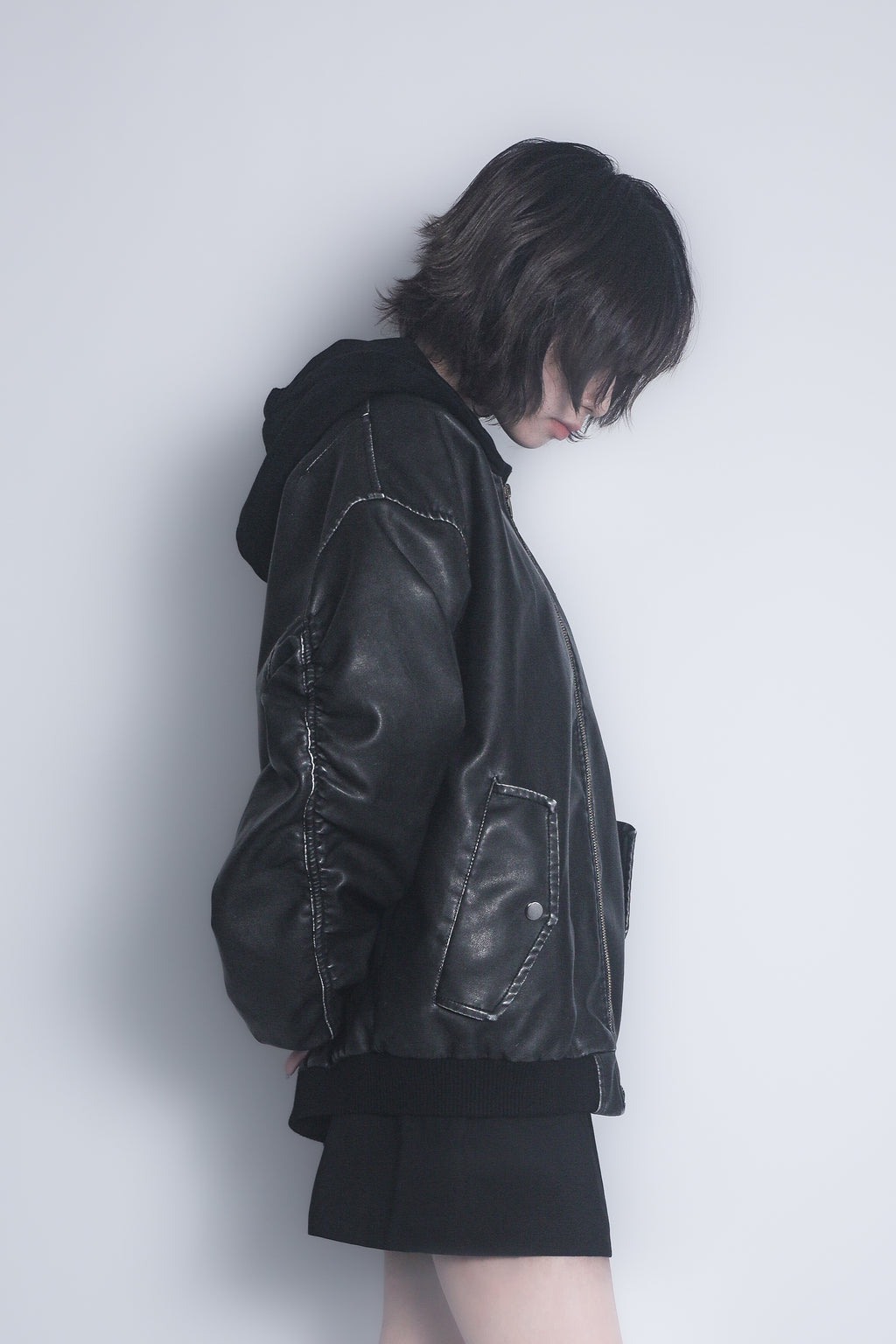 レザーフーディジャケット