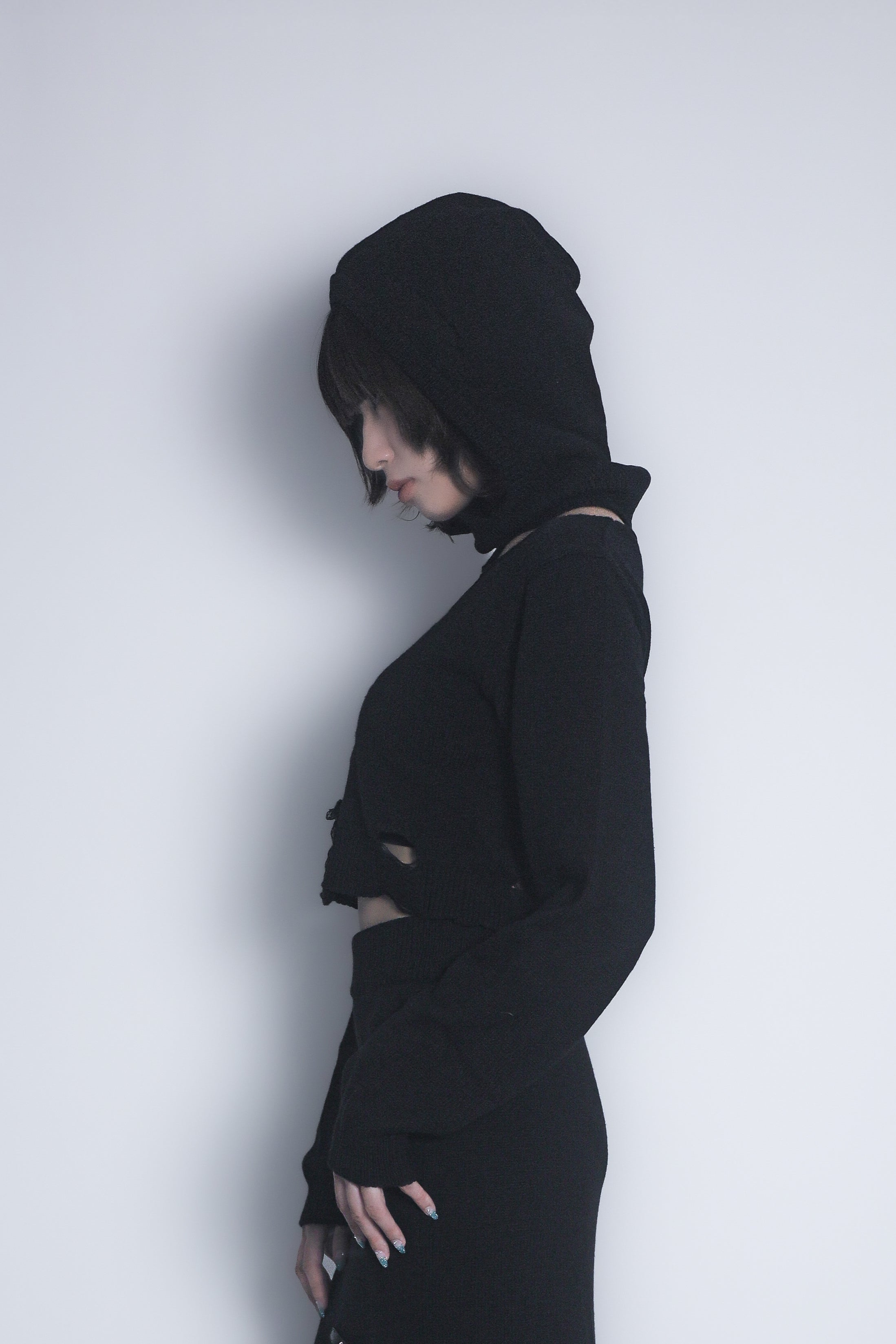 ダメージニットトップス