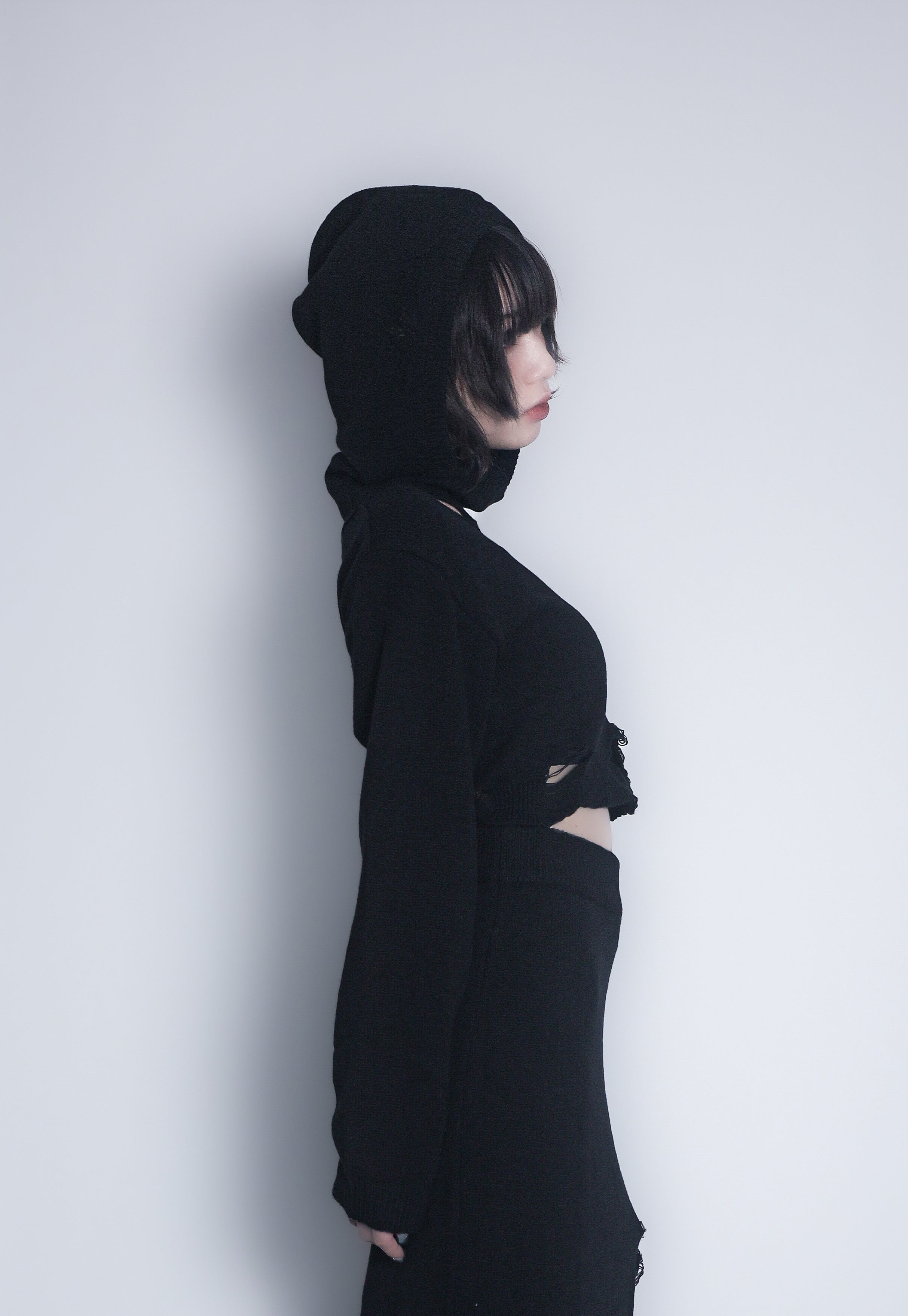 ダメージニットトップス